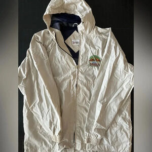 Walt Disney World Hooded Windbreaker Jacket Mens S Tan Full Zip